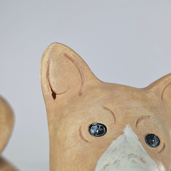 Vintage Three Hands Corp Faux Wood Resin Corgi Dog Figurine *FLAW* - Picture 9 of 9